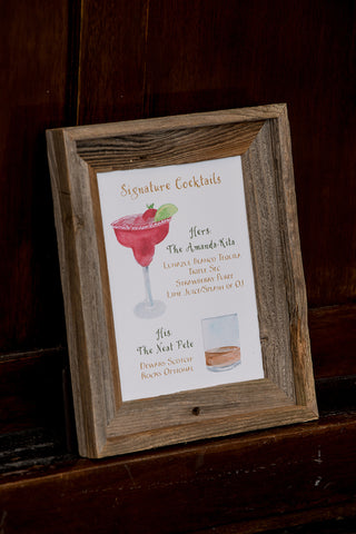 custom drink sign in barnwood frame