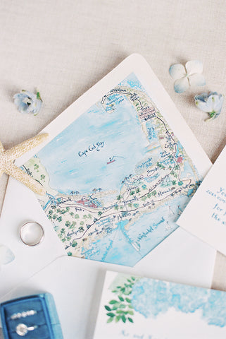 Cape Cod envelope liner hydrangeas