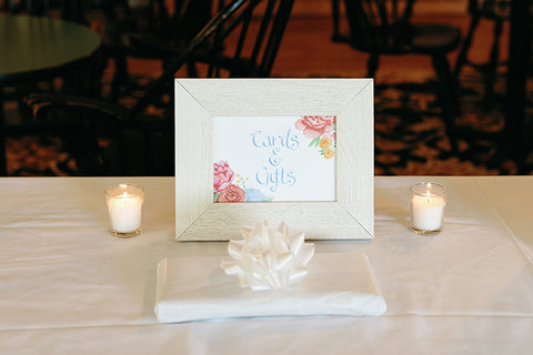 Cards and Gifts sign colorful flowers