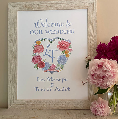 Framed welcome sign custom crest