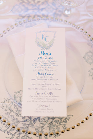 Guest menu with custom crest blue