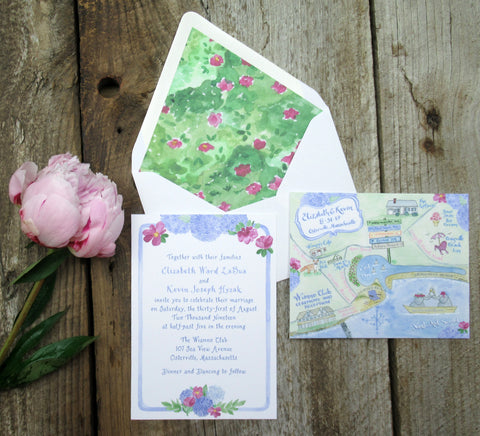 Custom watercolor wedding invitation