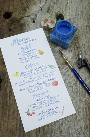 custom wedding menu