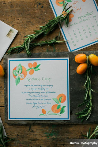 orange wedding invitation