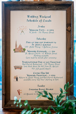 wedding schedule of events sign