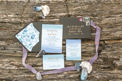 wedding invitation suite oyster shell