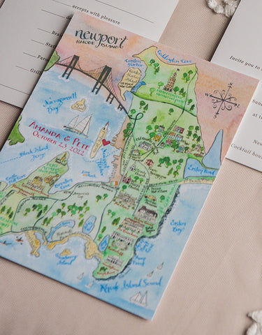 Newport RI map for a wedding