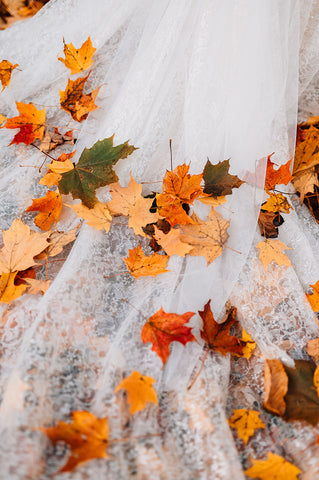 autumn leaves wedding dress