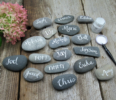 Hand lettered calligraphy for beach rocks