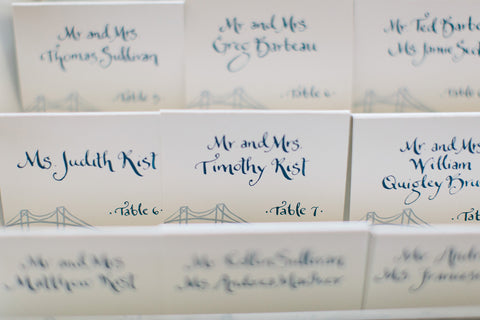 Escort cards with calligraphy