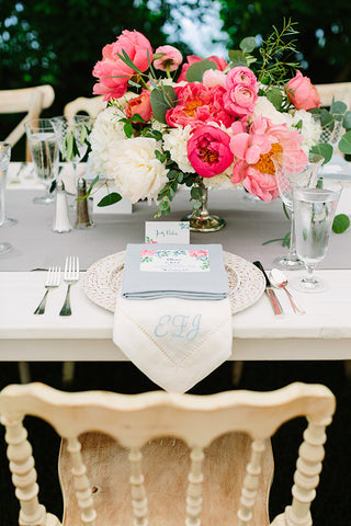 Place setting with peonies