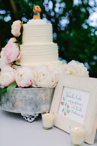 wedding cake and sign