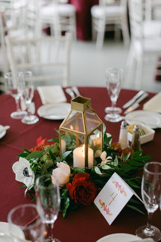 centerpiece with leaves table number