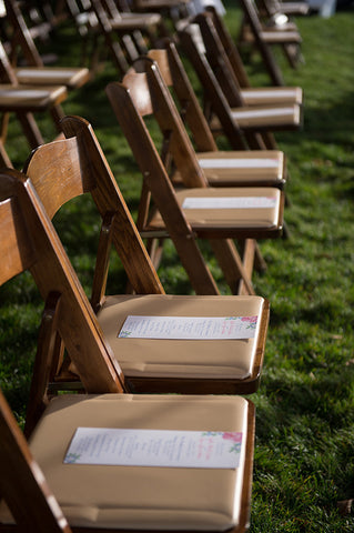 ceremony programs on chairs