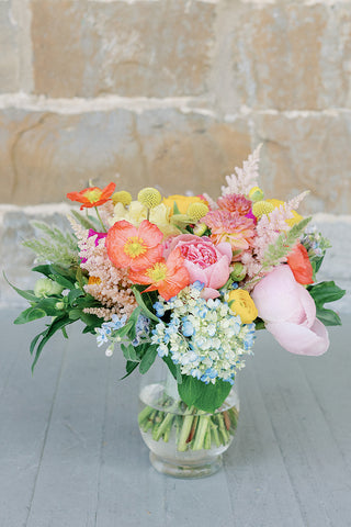 colorful wedding flowers with peonies