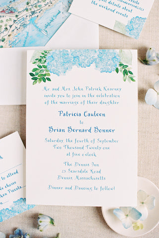 custom hydrangea wedding invitation