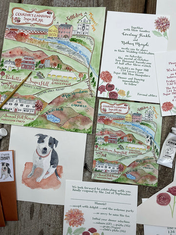 original wedding map with dog photo