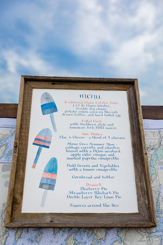 custom menu signage with lobster buoys