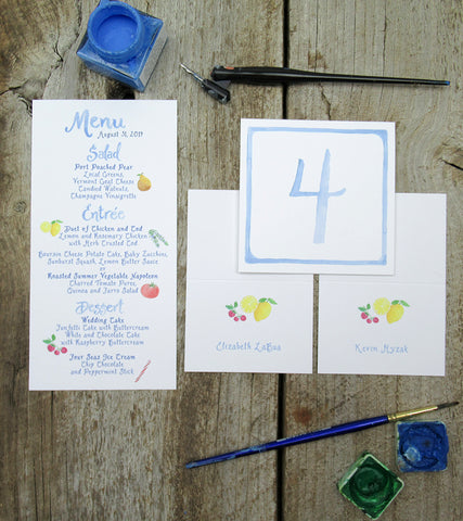 custom wedding table menu 