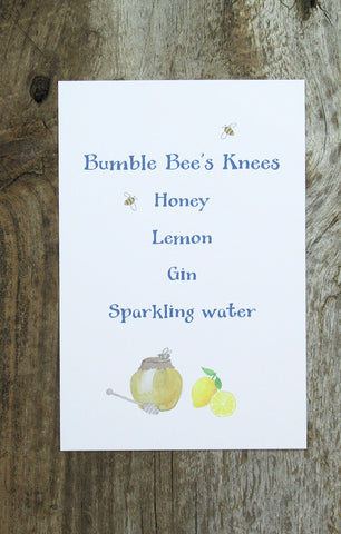 signature drink sign with bees and honey