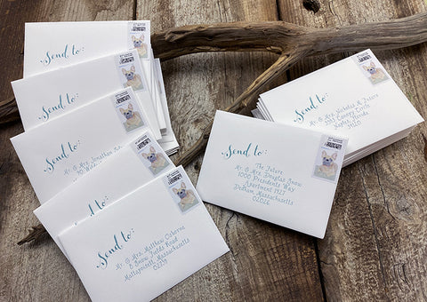 Hand caligraphy wedding invitations