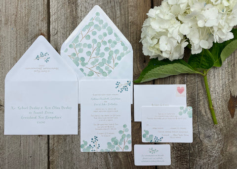 Eucalyptus wedding invitation suite