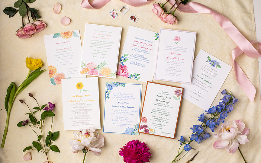 Floral watercolor wedding suites