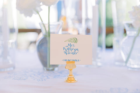 hand calligraphy fern escort card