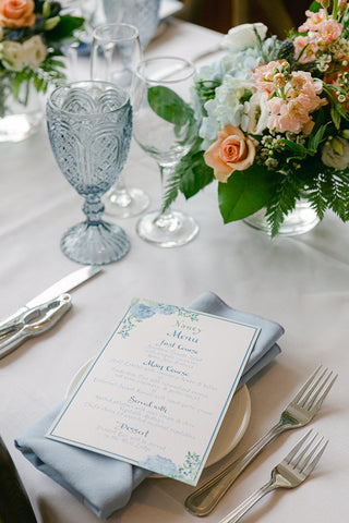 hydrangea menu with guest name
