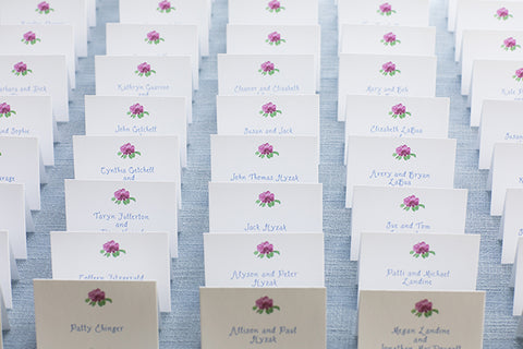 Watercolor beachrose place cards