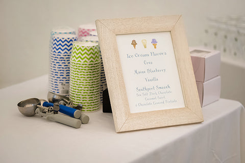 Ice cream sign for wedding reception