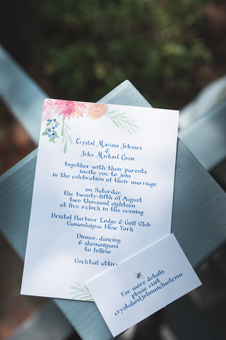 invitation and details card with bee