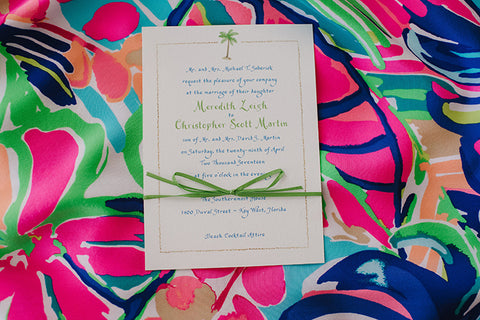 palm tree wedding invitation
