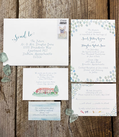 Sea glass wedding invitation suite