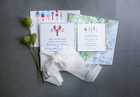 lobster wedding invitation suite