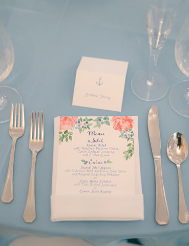 menu and anchor place card