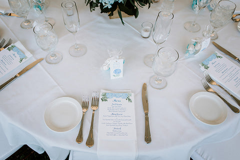 Wedding day menu on table
