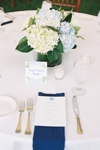 menu with beach table name