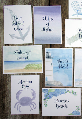 Beach theme table names