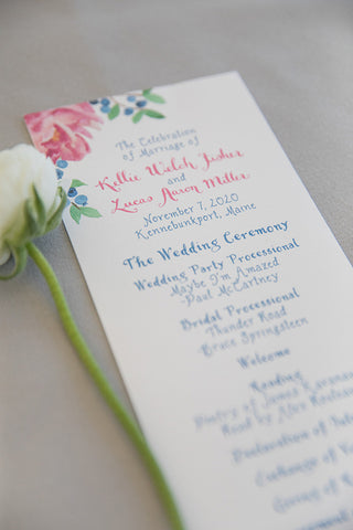 ceremony program peony blueberry