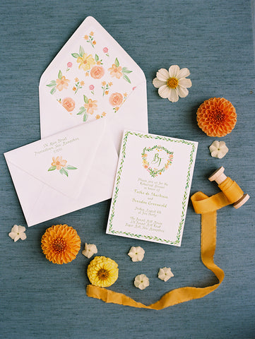 floral custom crest invitaiton