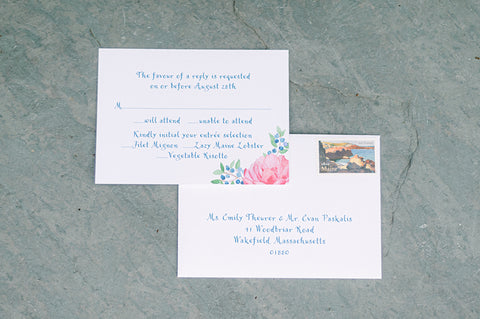 peony blueberry reply card