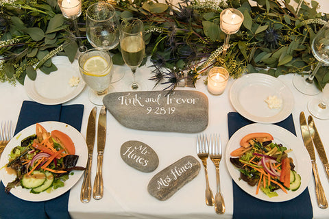 Place card rocks with hand calligraphy