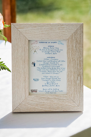 Illustrated Schedule of events for wedding day