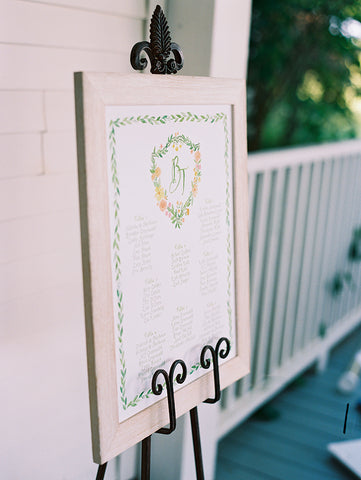 seating chart with custom wedding crest