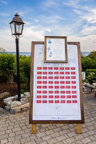 seating chart with hand calligraphy cards