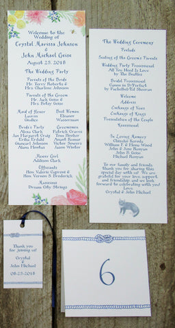 table number and favor tag with rope border