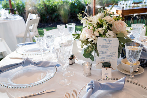 Wedding day table with menu