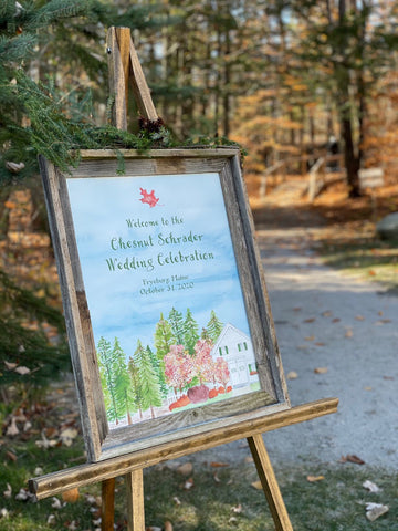 Autumn trees welcome sign