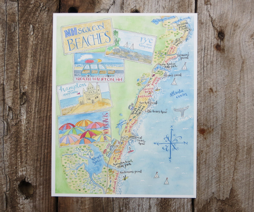 New Hampshire Beaches Map Map of New Hampshire Beaches – El's Cards